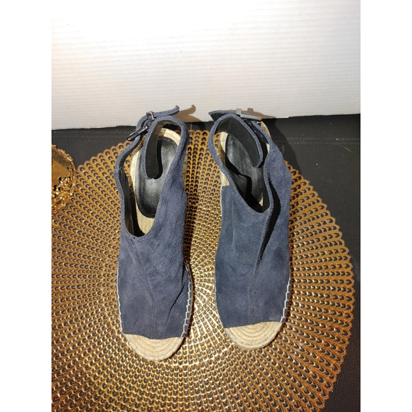 Kenneth Cole Olivia Blue Suede Espadrille Wedges Size 8M - Picture 3 of 6